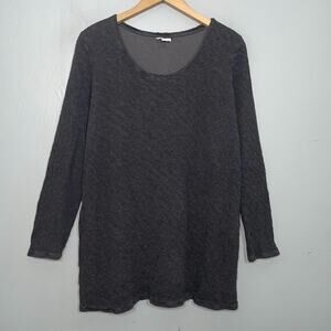 Pure Jill Tunic Top Size M Gray Textured Knit Lagenlook Minimalist 100% Cotton